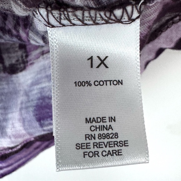 LOGO Lori Goldstein Womens Button Up Cardigan 1X Purple Slub Knit 3/4 Sleeve - Picture 7 of 12